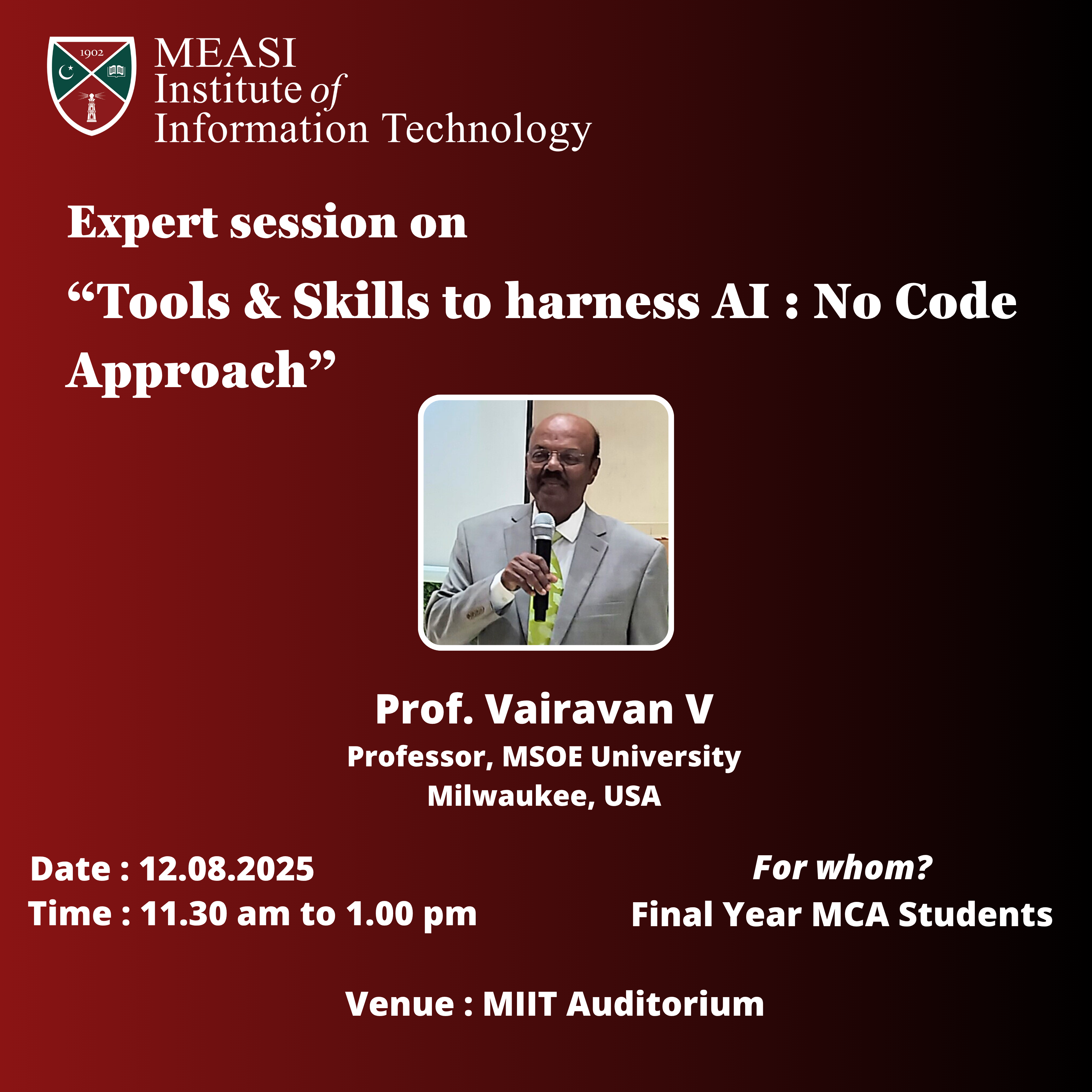 Expert Session on Tools & Skills to Harness AI: No-Code AI Approach